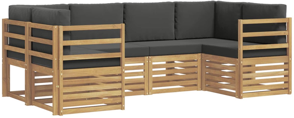 vidaXL Buiten - bank - set - 6 - st - 6-zits - Wit - en - antracietkleurig - Polyester Wit en antracietkleurig