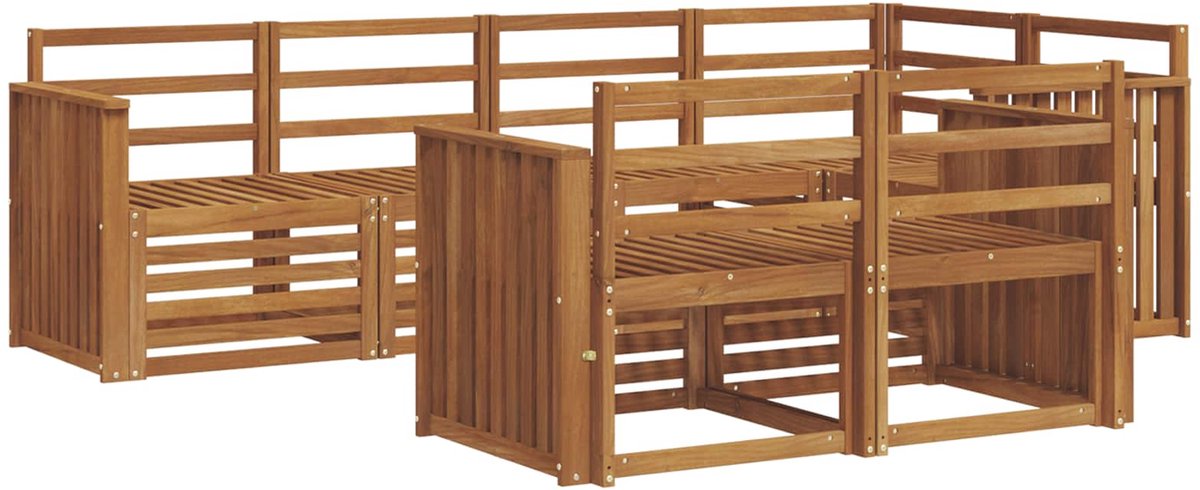 vidaXL Buiten - bank - set - 7 - st - 7-zits - Naturel - Massief - Acacia - Hout