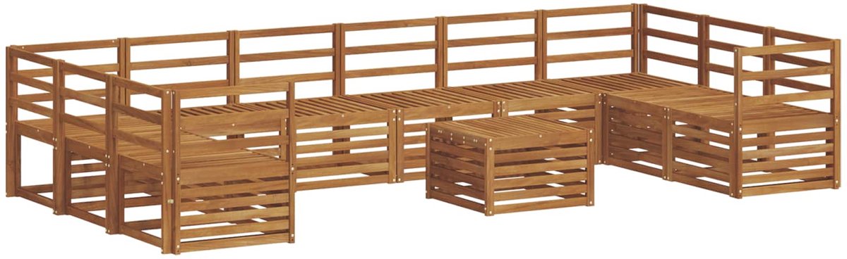 vidaXL Buiten - bank - set - 11 - st - 10-zits - Naturel - Massief - Acacia - Hout
