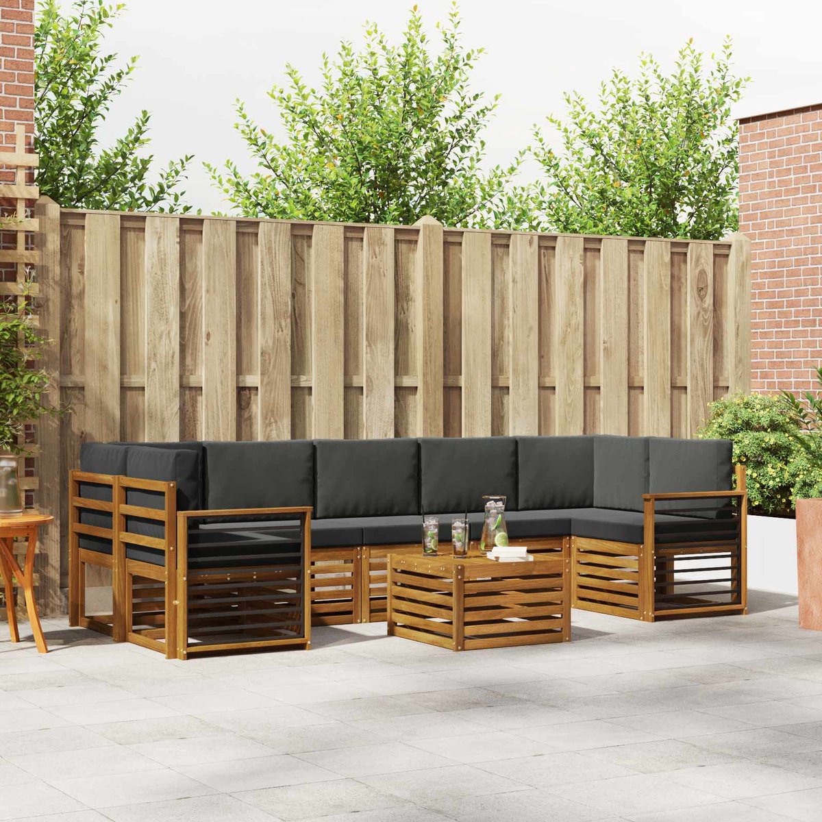 vidaXL Buiten - bank - set - 8 - st - 7-zits - Natuurlijk - en - Antraciet Natuurlijk en Antraciet