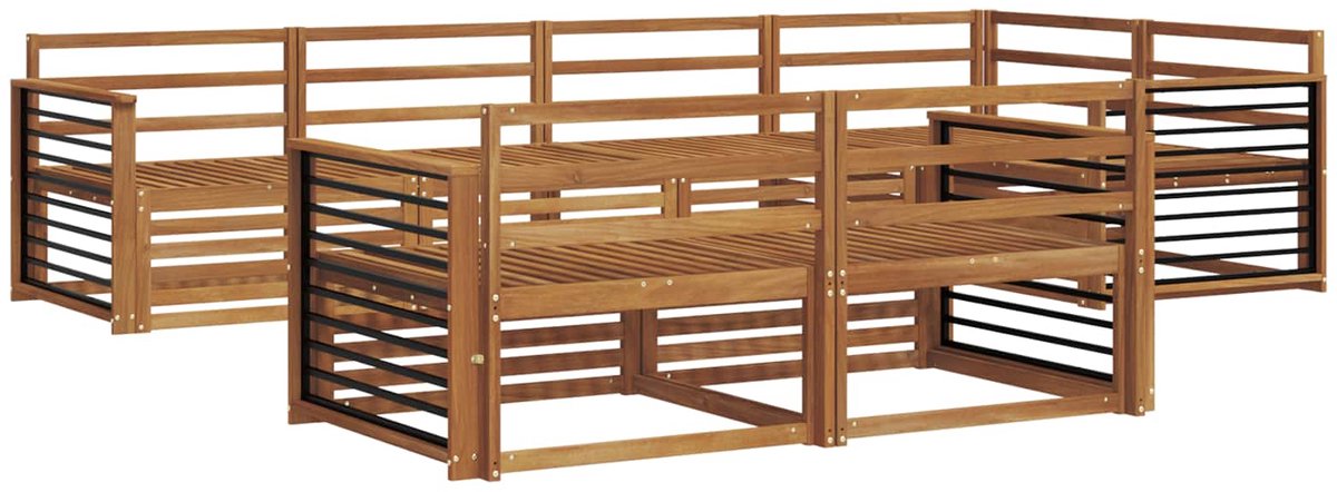 vidaXL Buiten - bank - set - 7 - st - Naturel - Massief - Acacia - Hout