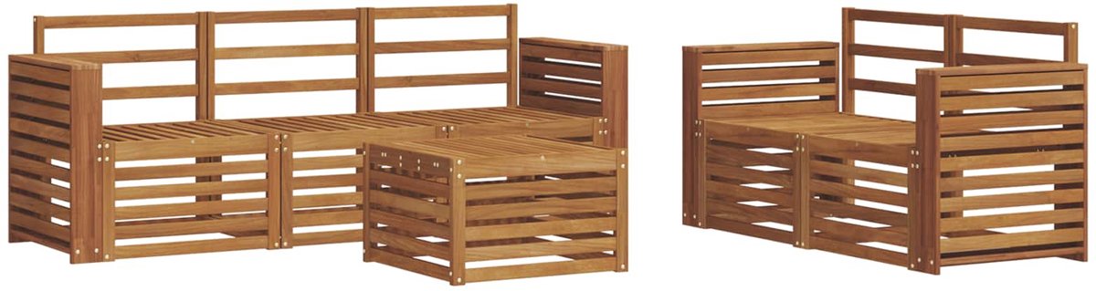 vidaXL Buiten - bank - set - 6 - st - 5-zits - Naturel - Massief - Acacia - Hout