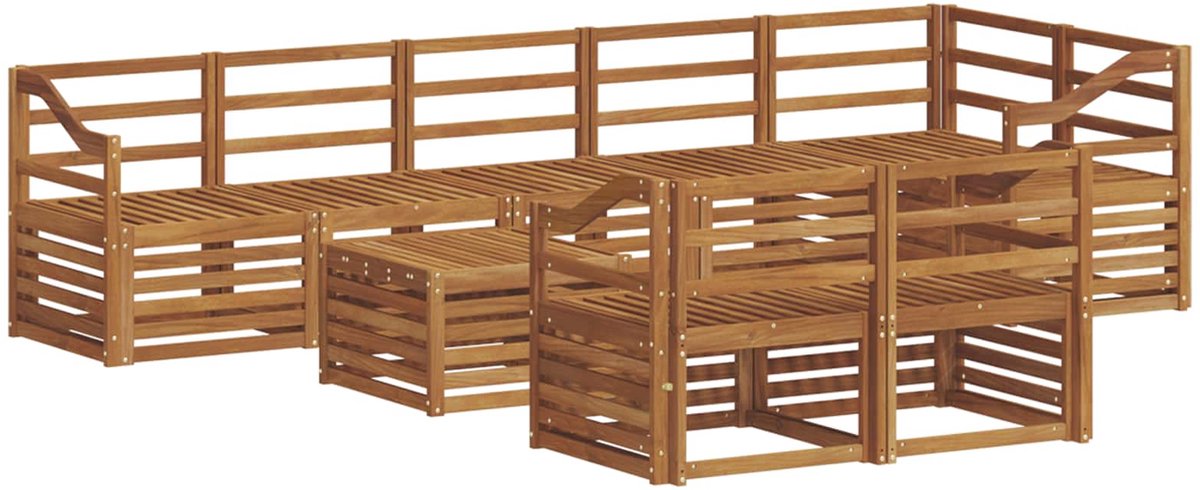 vidaXL Buiten - bank - set - 9 - st - 8-zits - Naturel - Massief - Acacia - Hout