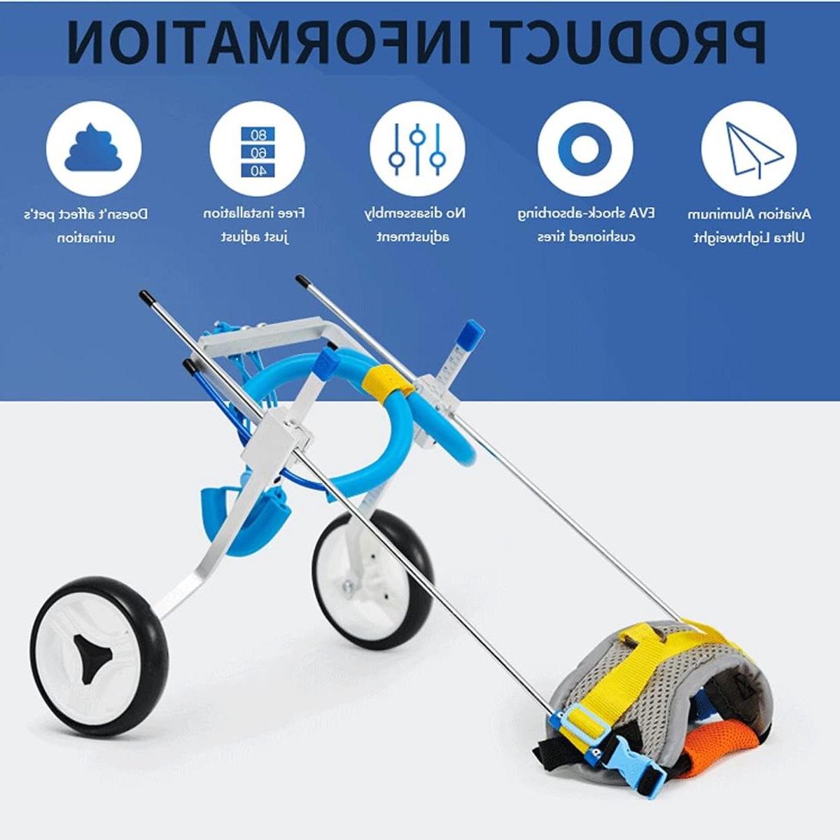 Hondenrolstoel - Hondenbuggy Loopauto - Huisdier Revalidatie - Verstelbaar Lichtgewicht Frame - XXS - Zilver