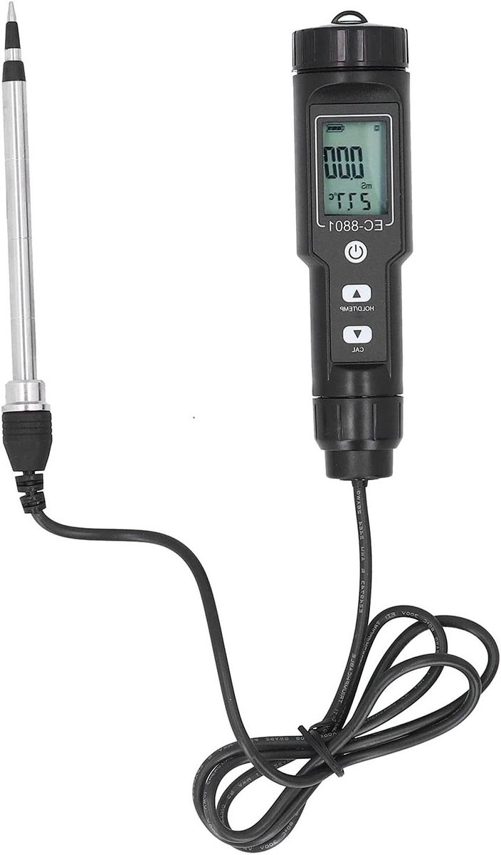 Bodem EC-meter - Zoutgehalte tester - Plantenverzorging - Waterdichte sonde - 0-10 ms/cm - Grijs