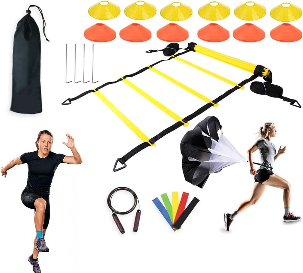 Voetbal Trainingsladder - Snelheidsladder Agility - Sporttraining Verbeteren - Verstelbare Hoogte - 6 meter - Niet gespecificeerd