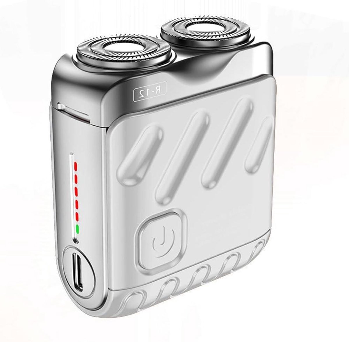 Elektrisch Scheerapparaat - Baardscheerapparaat Reisscheerapparaat - Glad Scheren - Dubbele Ring Snijder - Mini Formaat - Zilver