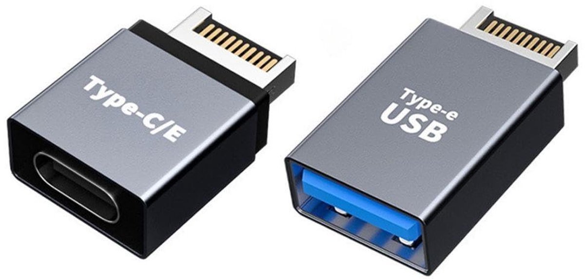 ONF3 - USB 3.0 naar USB C Adapter - 2-Pack - Voor Moederbord - Snelle Gegevensoverdracht - Type-E - Compatibel met verschillende apparaten - Zwart
