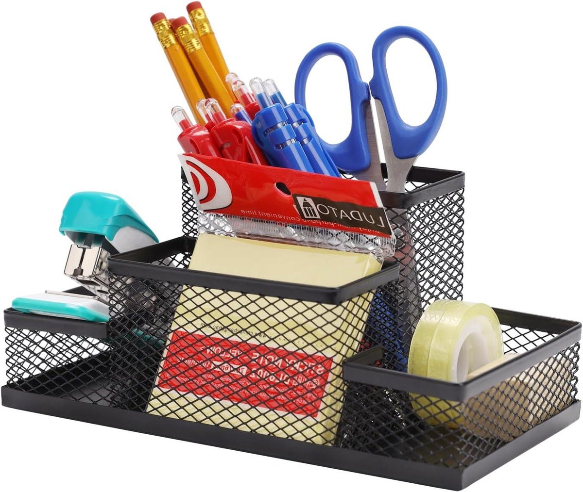 Bureau Organizer - Pennenhouder Bureau - Bureau Opbergen - 4 Compartimenten - 20x10x9 cm - Zwart