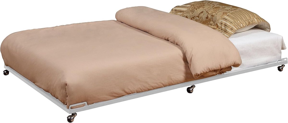 Onderschuifbed Frame - Uittrekbaar Bed - Extra Slaapplaats - Met Wielen - Twin Maat - Wit