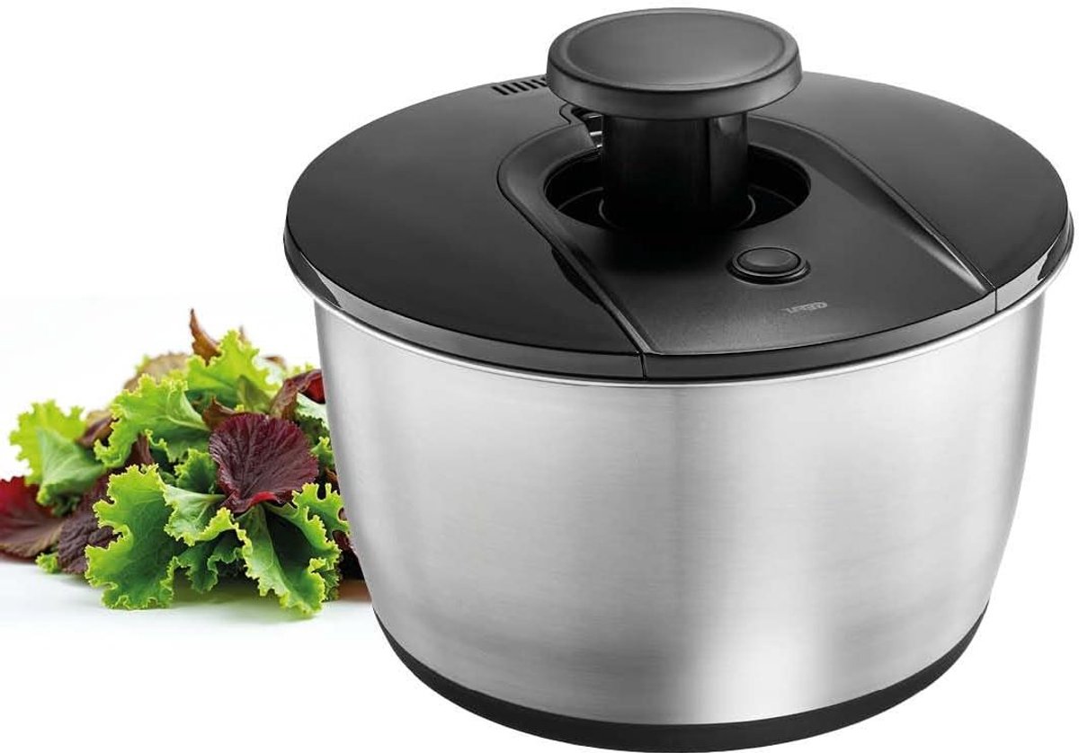 Salade centrifuge - Groente droger - Salade bereiden - Innovatief push mechanisme - 5 liter - Zilverkleurig