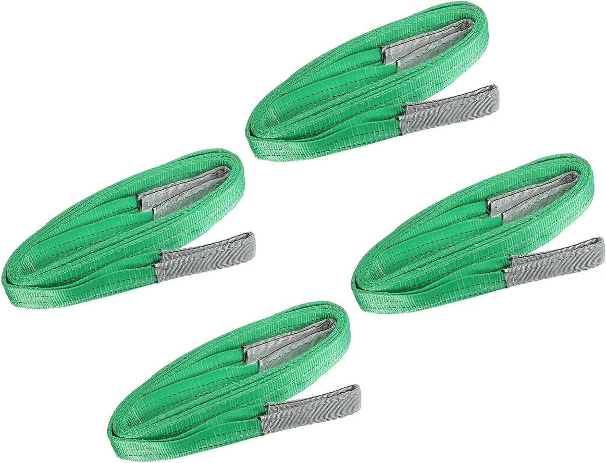 2" x 10' Lift Strap, 4 Pack - 4000LB Hijslijnen met Platte Ogen, Duurzame Polyester Webbing voor Verhuizen en Hijsen, Groen