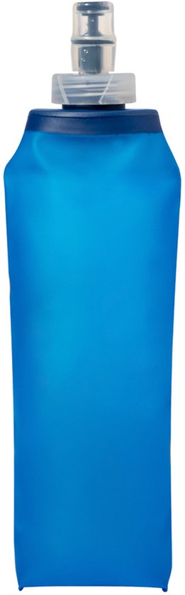 Blauwe, opvouwbare, zachte drinkfles met een duidelijke vorm.