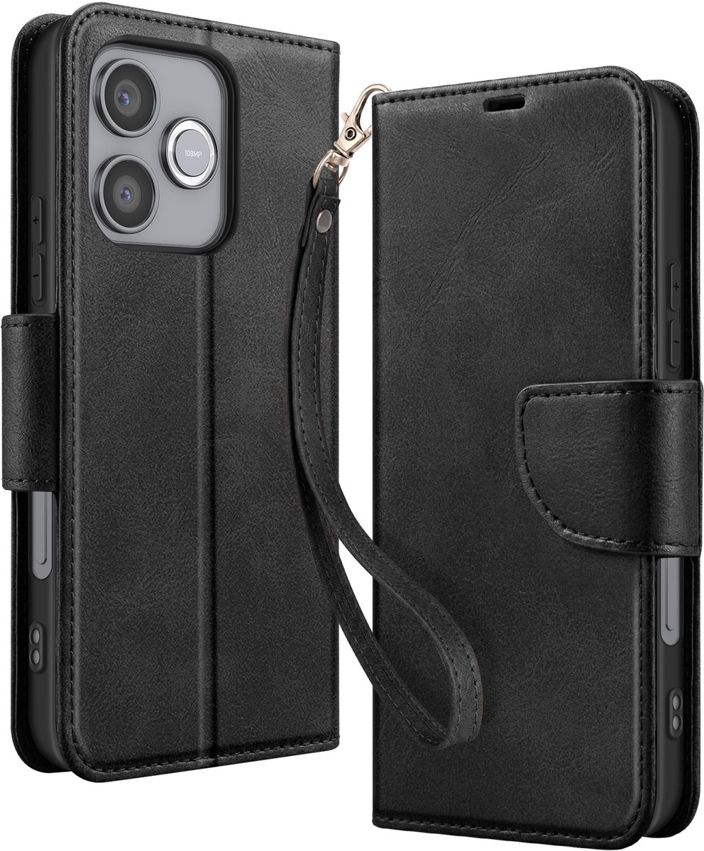 Avizar Etui Geschikt voor Honor 600 Lite Retro Stijl met Standaard, Zwart