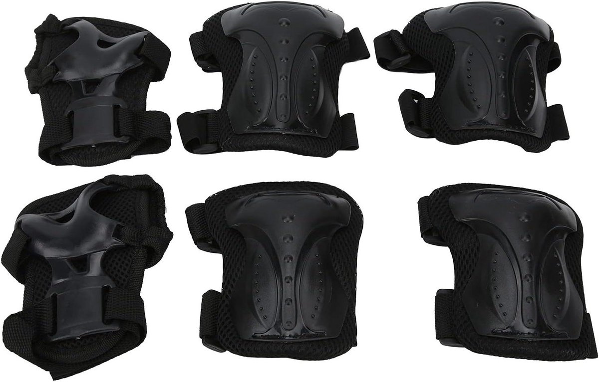 Beschermende Uitrusting Set - Valbescherming Sport - Extreme Sporten - Allround Gewrichtsbescherming - 6-delige Set - Zwart