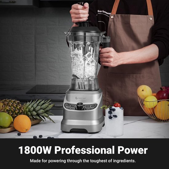Krachtige Blender - Mixer Keukenmachine - Smoothies Maken - 8 RVS Messen - 185 Liter - Grijs — afbeelding 5
