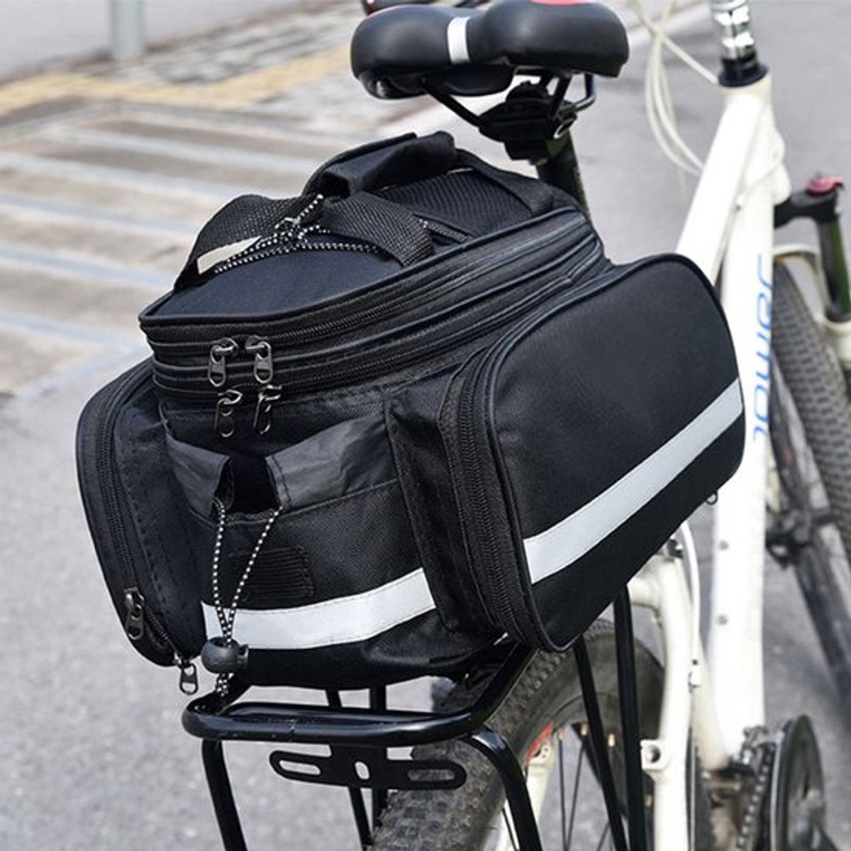 Fietstas voor achterop de bagagedrager - fietstas - bagagedragertas - fietstas voor op het frame - grote capaciteit - waterdichte achterzadeltas - afneembare fietsrugzak - 27 liter - zwart