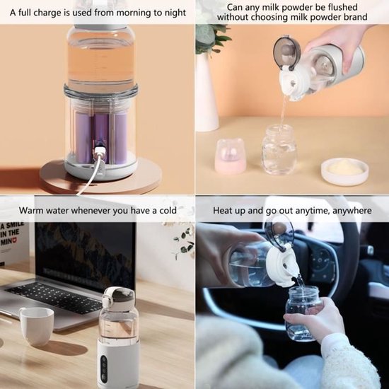 Elektrische Draagbare Fles Warmer - Usb Oplaadbaar - 300Ml Capaciteit - Reizen Camping - Babymelk warmer - thee — afbeelding 4