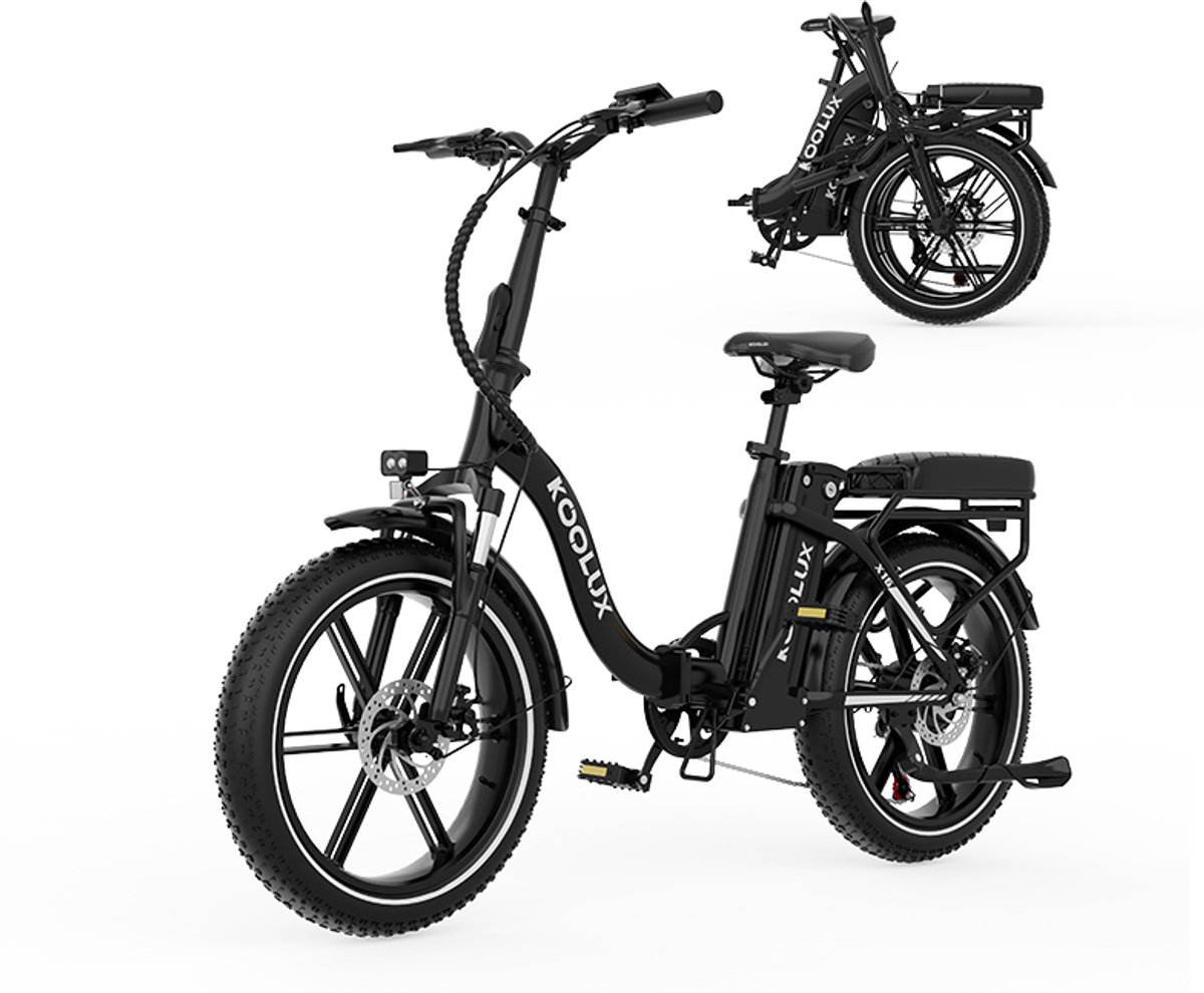 KOOLUX | X16 Elektrische Vouwfiets | E-Bike | 20 x 3.0 Inch Dikke Banden | 48V 15.6Ah Lithium Accu | 250 W Motor | Maximaal 25/u | Maximaal bereik 75km | 7-speed versnelling | LCD Scherm | Aluminium Frame | Zwart