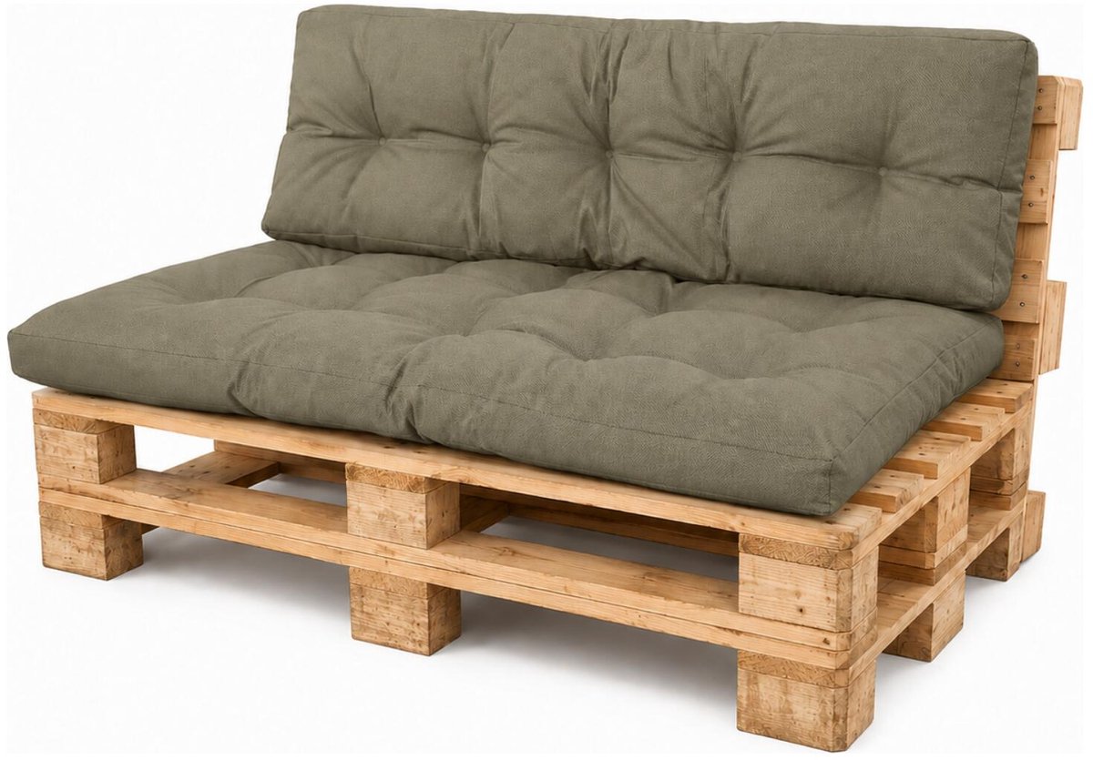 2LIF tuin palletkussen set Lennon - groen - 120 x 80 cm / 120 x 40 cm - zitkussen en rugkussen