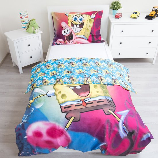 SpongeBob Dekbedovertrek, Fun - 140 x 200 + 70 x 90 cm - Katoen van Nickelodeon — afbeelding 2