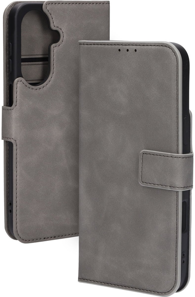 Mobiparts hoesje geschikt voor Samsung Galaxy A27 - Wallet/Boekhoesje - Eco Leer - Magneet Sluiting - Opberg vakken - Grijs