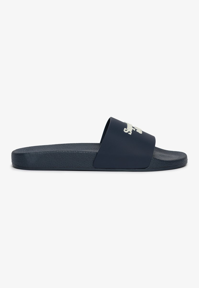 Superdry Company Logo High Build Sliders Normale Pasvorm Heren Slippers Marineblauw