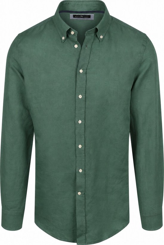 Steppin' Out Overhemd Linen Cotton Donkergroen - Maat XL - Heren - Casual Shirt