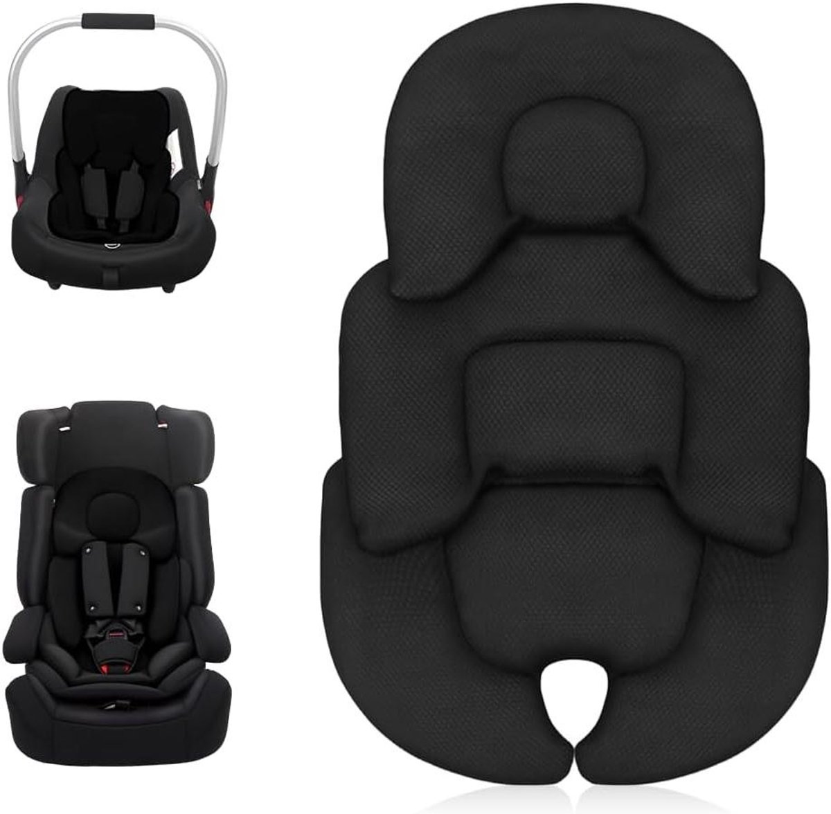 Baby zitverkleiner - Baby inzetstuk - Comfortabel reizen - Dubbelzijdig materiaal - 58 x 38 cm - Zwart