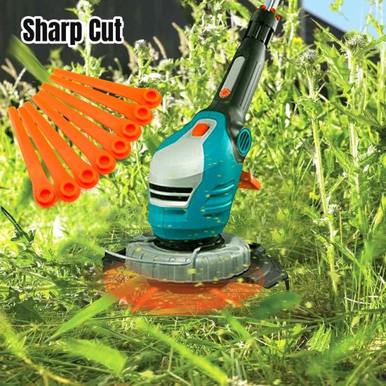 Sander Shop 100 stuks kunststof messen, compatibel met grastrimmer Gardena EasyCut 23/18V, SmallCut 23/18V, ComfortCut 23/18V, reservemessen RotorCut voor Gardena grastrimmer en accutrimmer van sander-shop — afbeelding 4