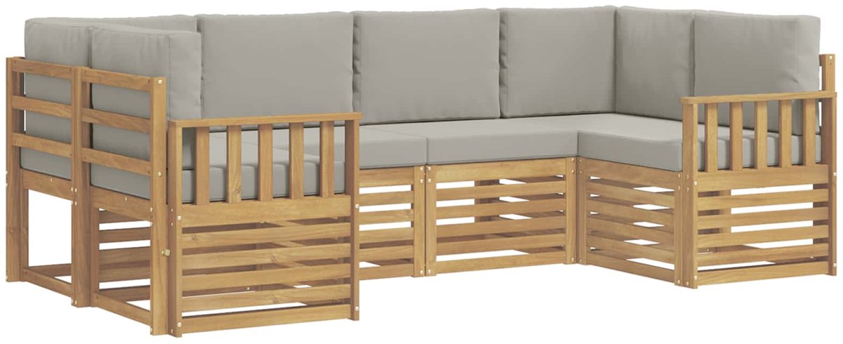 vidaXL Buiten - bank - set - 6 - st - 6-zits - Wit - en - lichtgrijs - Polyester Wit en lichtgrijs