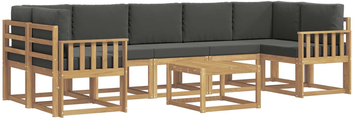 vidaXL Buiten - bank - set - 6 - st - 7-zits - Wit - en - antracietkleurig Wit en antracietkleurig