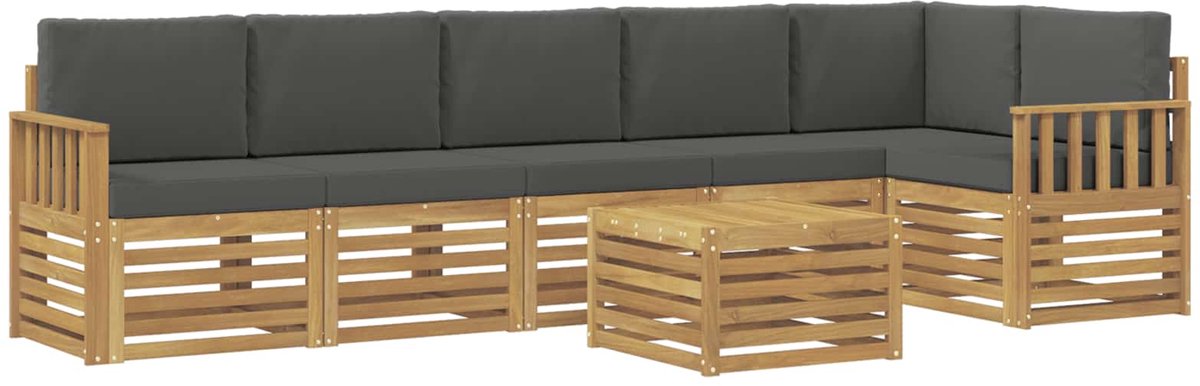 vidaXL Buiten - bank - set - 7 - st - 6-zits - Wit - en - antracietkleurig - Polyester Wit en antracietkleurig