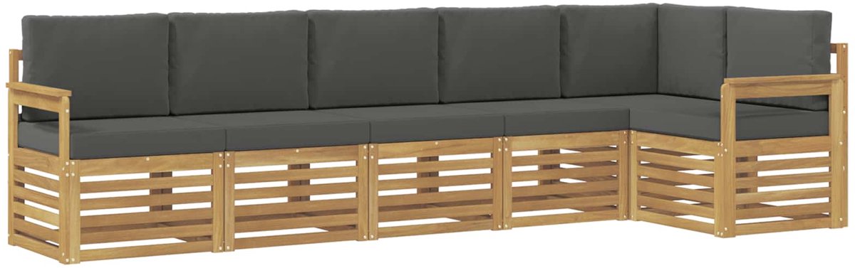 vidaXL Buiten - bank - set - 6 - st - 6-zits - Wit - en - antracietkleurig - Polyester Wit en antracietkleurig