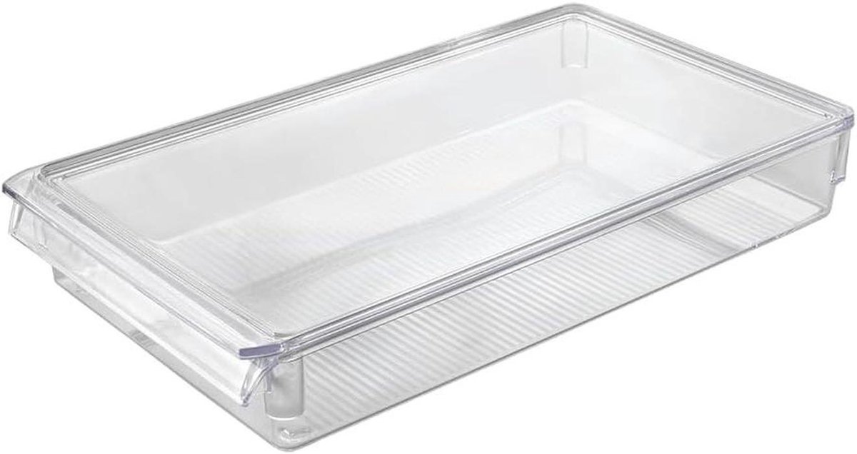 Koelkast Organizer - Koelkastlade Doorzichtig - Koelkast Ordenen - Met Deksel - 37x21x5 cm - Transparant