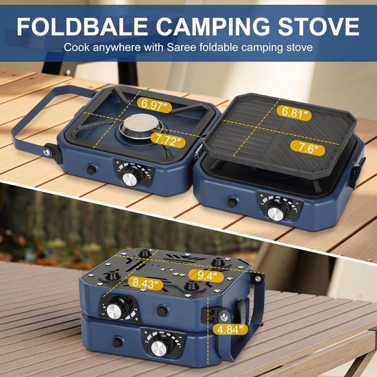 Camping Gasfornuis - Draagbaar Kooktoestel - Buiten Koken - Opvouwbaar met Bakplaat - 16000 BTU - Zilver van Camping — afbeelding 4