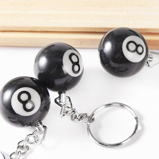 Poolbal Sleutelhanger - Zwarte Bal - Sleutels Organiseren - Miniatuur Replica - 25 cm Diameter - Zwart — afbeelding 2