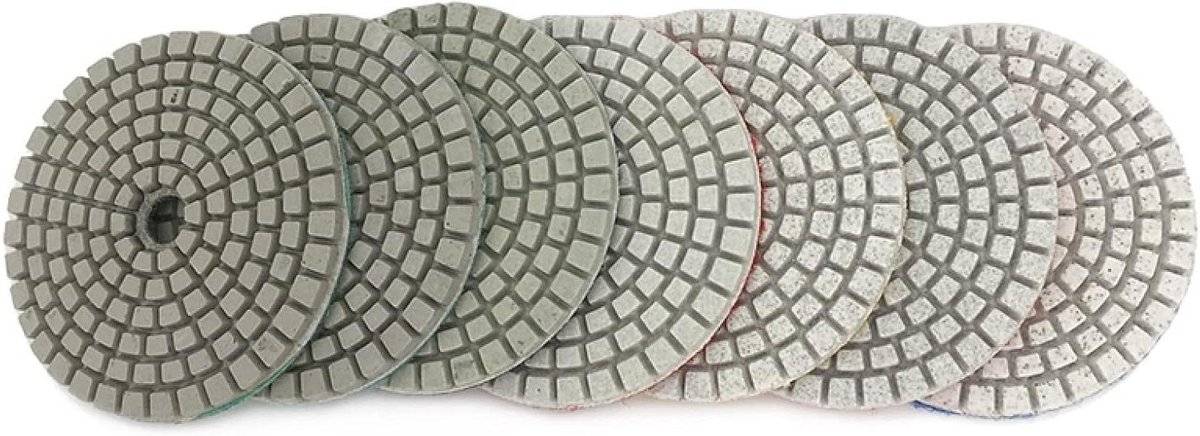 Diamant Polijstpads - Schuurpads Set - Steen Polijsten - Natte Werking - 7 Stuks 80mm - Wit