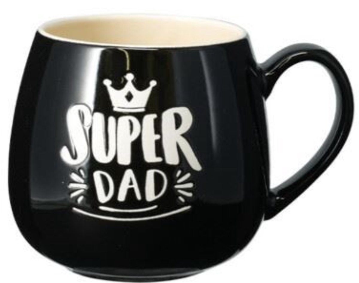 Home & Styling Mok For Dad - Super Dad - 440ml - Zwart