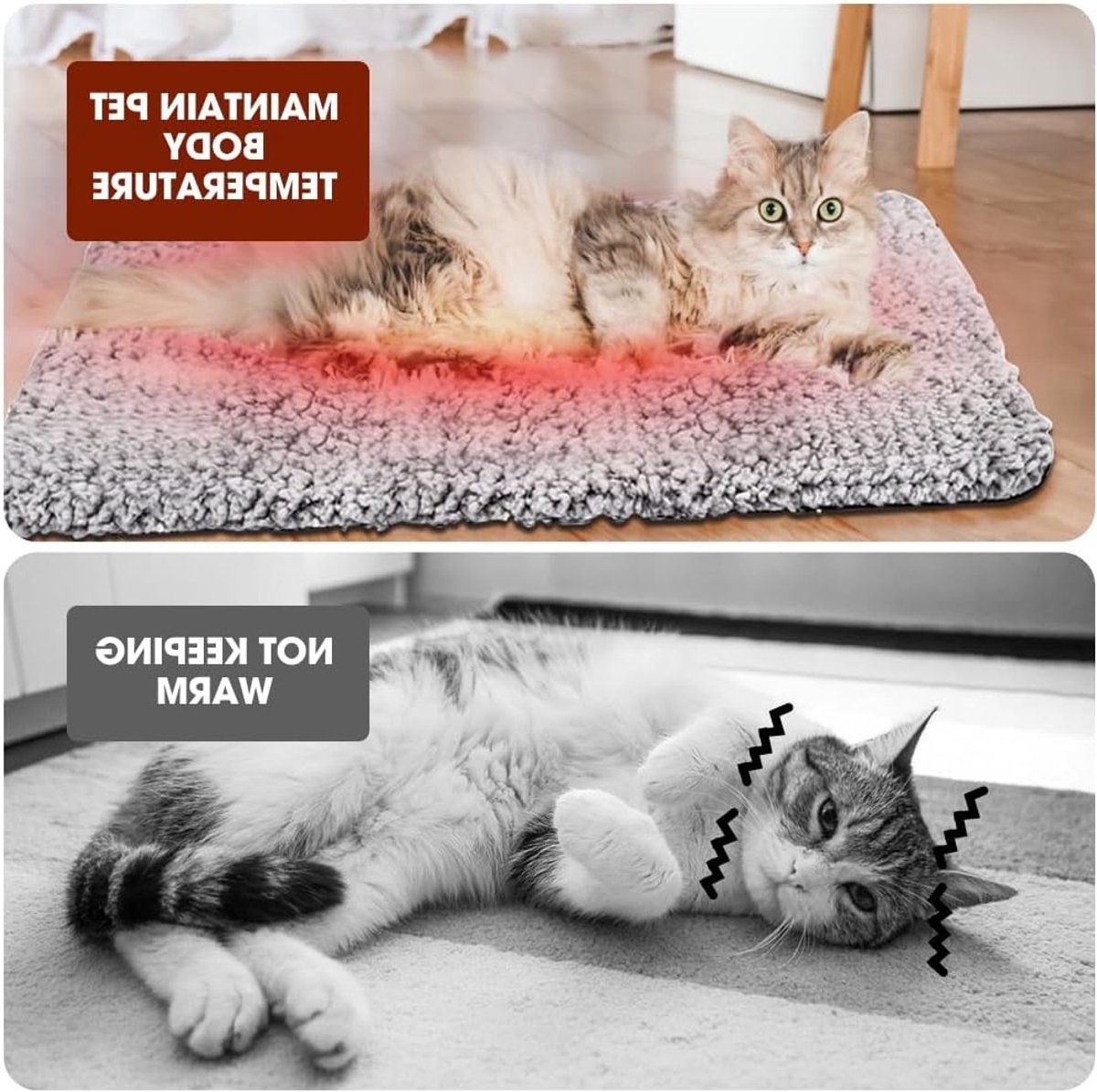 Zelfverwarmende Deken voor Honden en Katten, 50x40cm Winter Huisdier Verwarmingsmat, Wasbare en Antislip Thermodeken voor Dieren