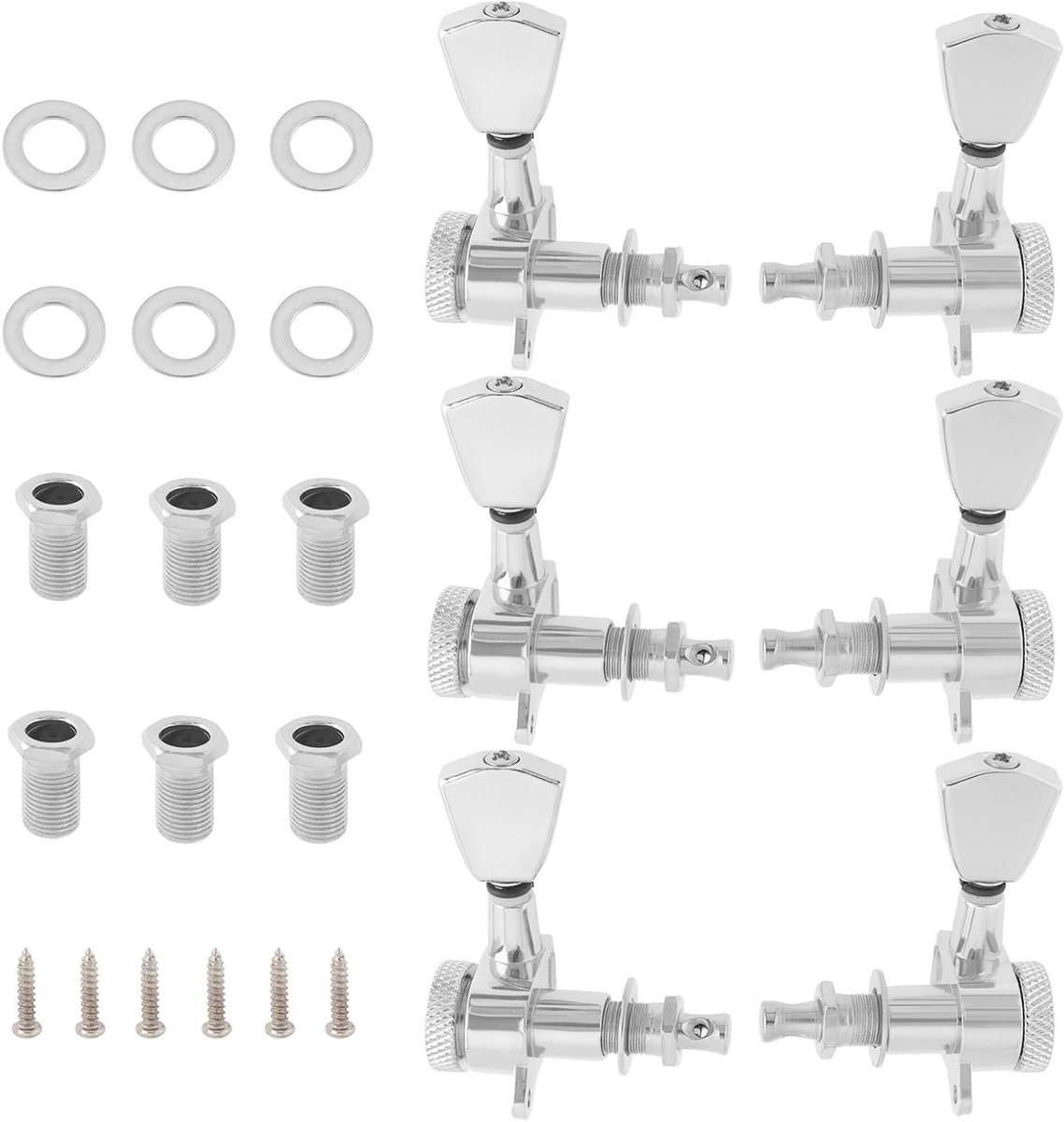Gitaar Locking Tuners 3x3 - 18:1 Verhouding - Chrome Keystone Knop - LP & SG Stijl - Elektrische en Akoestische Gitaar Stemmers