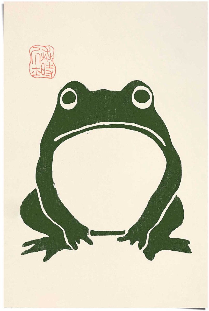 REINDERS Poster Matsumoto Hoji - Frog - 91,5 x 61 - Papier - REINDERS Beige