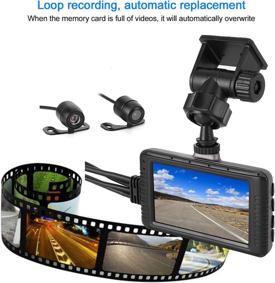 Motorfiets Camera - Motor DVR - Veilig Rijden - Automatische Opname - 12 Inch Scherm - popular — afbeelding 5