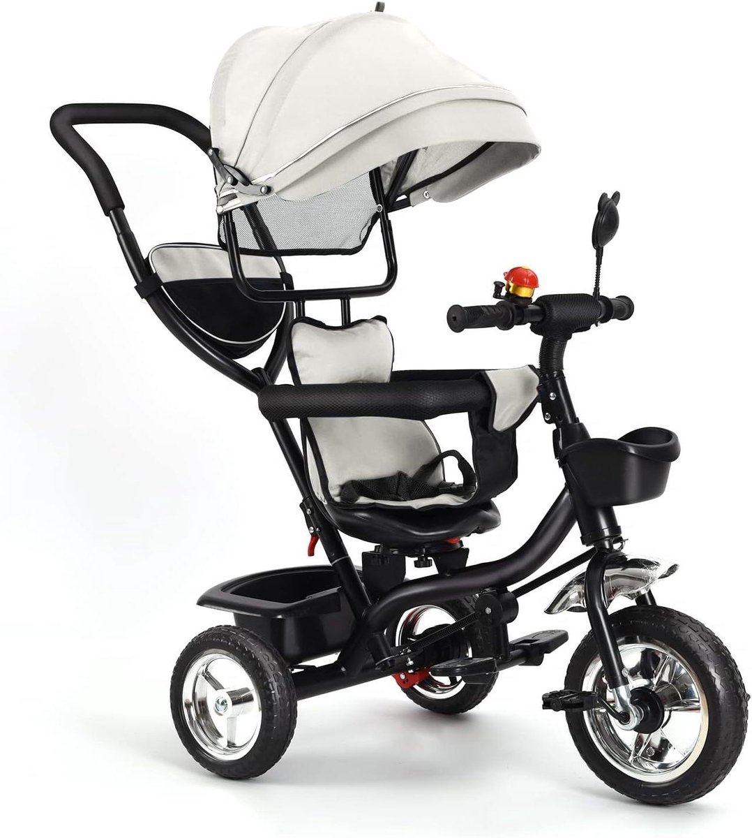 Kinderdriewieler - 4-in-1 fiets - Buiten spelen - Groeit mee met kind - 75 cm hoog - Grijs