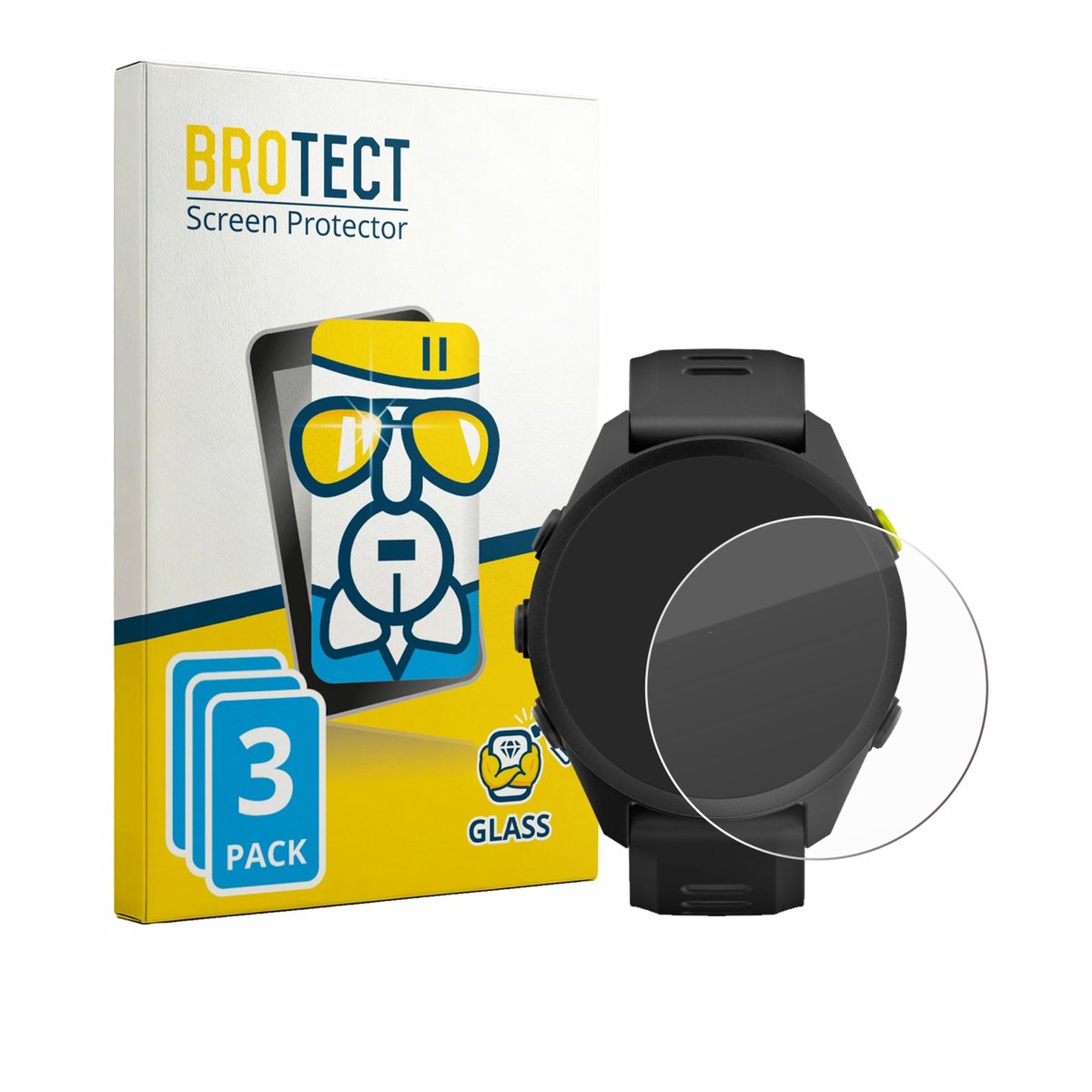 BROTECT - Glas Screenprotector voor Garmin Forerunner 70 - Gehard Beschermglas 9H 3 Stuks