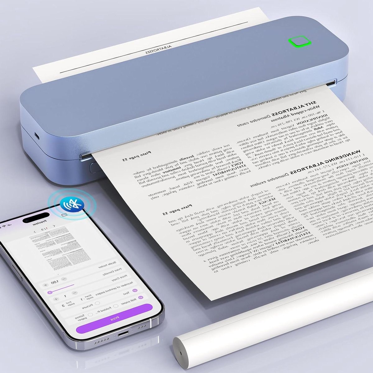 Draagbare Printer - Inktloze Printer - Mobiel Printen - Bluetooth Connectiviteit - A4 Formaat - Paars