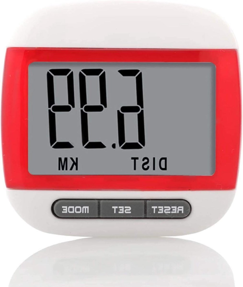 Stappenteller - Loopmeter - Gezondheid bijhouden - Duidelijk LCD display - 50x50x22 mm - Rood