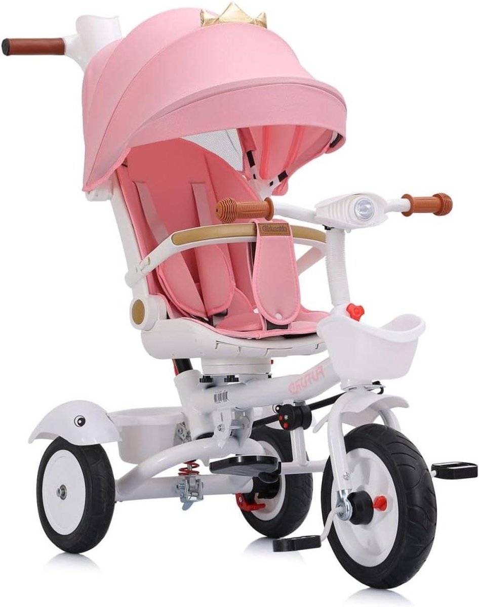 Opvouwbare Driewieler - Kindertricycle - Buiten Spelen - 2-in-1 Functie - 90 x 50 x 95 cm - Roze