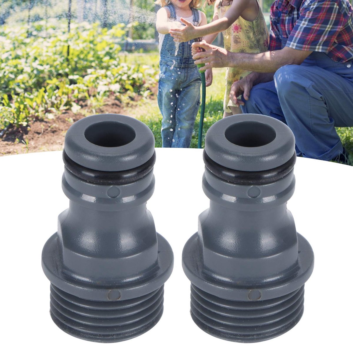 Solidchoice - Dailygoody - 2x G1/2 Mannen Draad Snelkoppeling - Tuinslang Adapter - Tuinaccessoires - Geschikt voor Tuinieren - Hoogwaardige Koppelingen - Kleur Zwart