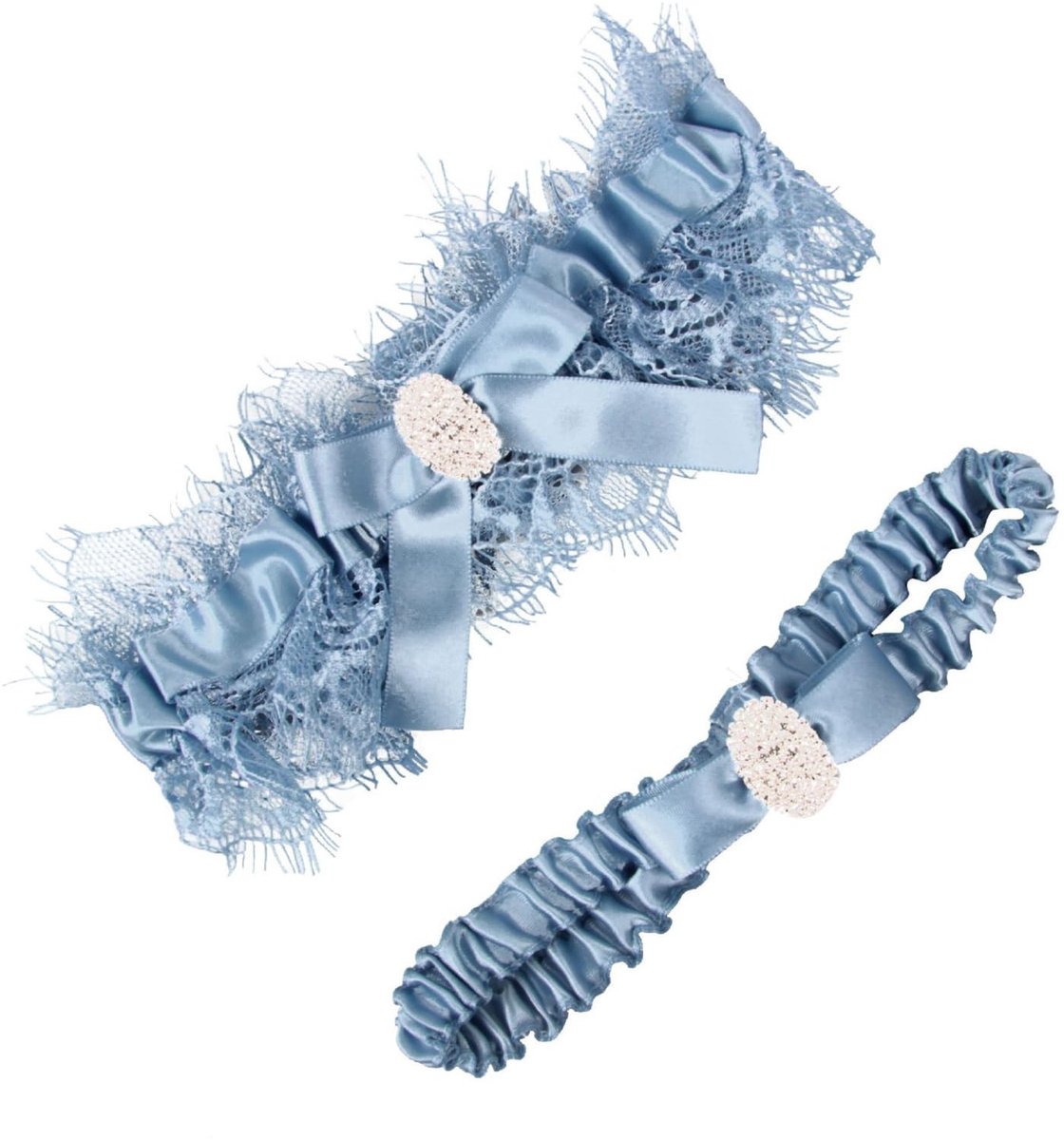 Solidchoice - Dailygoody - Bruidskousenband - Jarretellegordel set - Elegante kant - Blauw - Perfect voor bruiloft - 2 stuks - Geschikt voor elke bruid